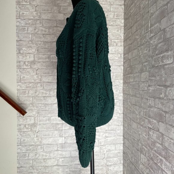 Cape Isle Knitters Vintage Evergreen Chunky Knit Popcorn Cardigan - Picture 3 of 10